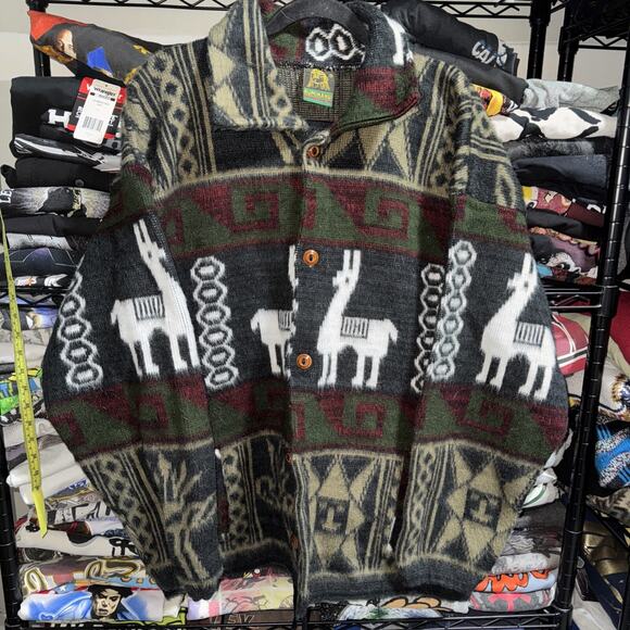 Vintage Rumiñahui Wool Jacket W/ Geometric Pattern Size Xl - Picture 1 of 5